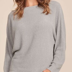 NWT Barefoot Dreams Cozy Chic Ultra Light Ribbed Dolman Large LT Grey Pullover